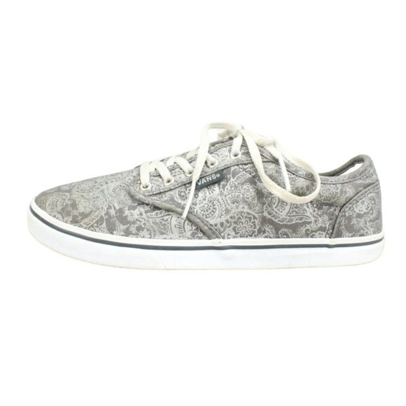 Vans Shoes - Vans Gray Atwood Floral Paisley Canvas Low Top Skate Sneakers Size 7